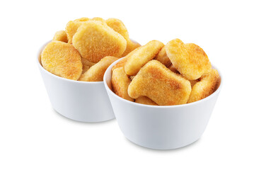 Fresh prepared nuggets on a white isolated background