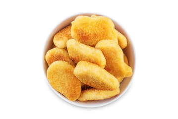 Fresh prepared nuggets on a white isolated background