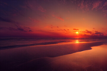 Fototapeta na wymiar Sunset on the ocean beach