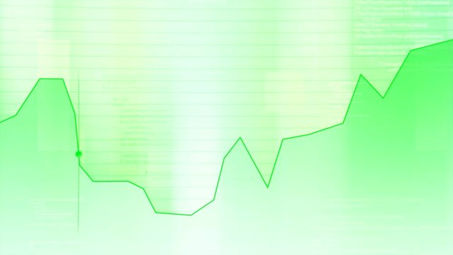 Abstract green line graph with a moving dot. Motion. Abstract graph showing growth and decline.