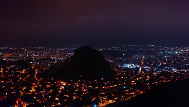 Aerial view of Historical Afyon castle and city landscape in Turkey.