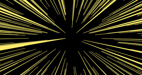 Obraz premium Render with yellow beams coming from the center on black