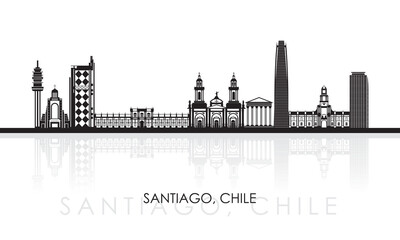 Fototapeta premium Silhouette Skyline panorama of city of Santiago, Chile - vector illustration