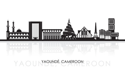 Silhouette Skyline panorama of city of Yaoundе, Cameroon - vector illustration
