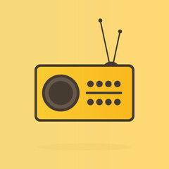Stereo radio with antenna. Vector illustration