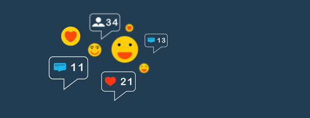 icons notifications from social networks on the virtual screen