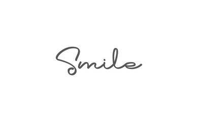 Smile text lettering, hand drawn style phrase. Positive quote.