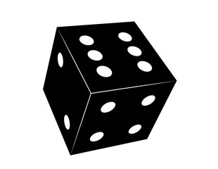 black and white dice 3d model. perspective view illustration