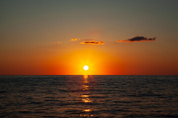 Orange sunset on the sea
