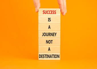 Success is a journey symbol. Concept words Success is a journey not a destination on wooden blocks...
