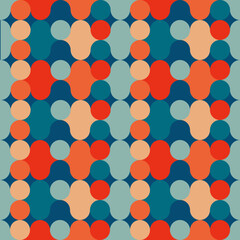 Vintage geometric pattern with circles in the style of the 70s and 60s. Vector illustration