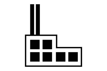 Factory icon black white flat design - vector illustration