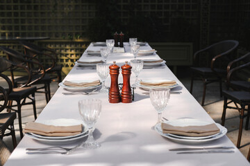 table setting for a holiday in a restaurant 