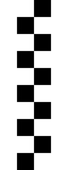 A checkered stripe pattern (zip fastener or zipper) without gaps between the inner squares and the surrounding lines. Vertical orientation, black and white, isolated.
