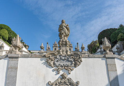 Vir Sapiens Statue at Five Senses Stairway at Sanctuary of Bom Jesus do Monte - Braga, Portugal