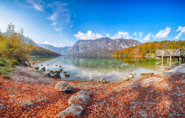 Fabulous  view  of  Bohinj Lake at autumn time