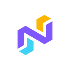 Letter N arrow modern colorful logo