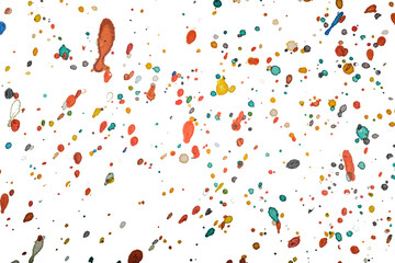 Drops of colored paint and spots on the surface