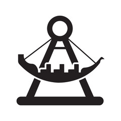 Amusement boat dragon swing icon | Black Vector illustration |