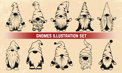 Christmas Gnomes Vector illustration collection