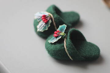 Miniature Green Doll Christmas Shoes