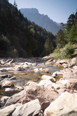 landscape view of a river in the mountains of the pyrenees