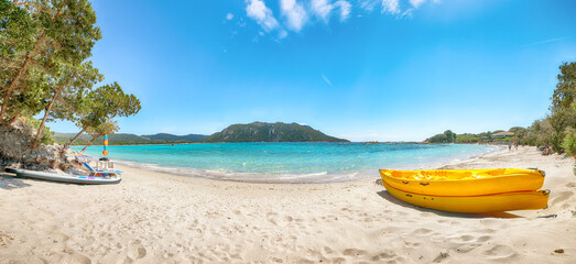 Stunning view of  beach of Santa Giulia resort.