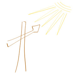 a Christian cross pointing the way to Heaven, salvation through Christ, to God's light