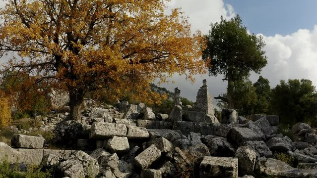 Pisidia Antiocheia ancient city in Isparta. 4K Footage in Turkey
