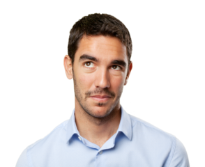 Close up of a young businessman wondering