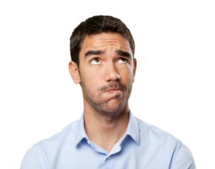 Close up of a doubtful young man