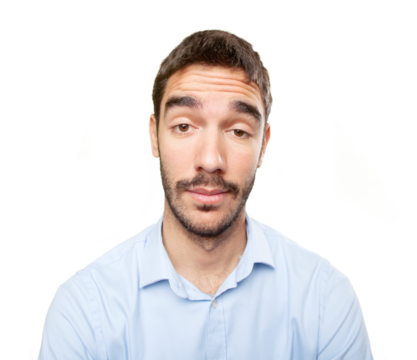 Close up of a vain young man