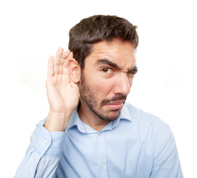Close up of a concerned guy with gesture of not listening