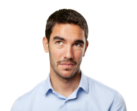 Close up of a young businessman wondering