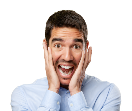 Close up of a businessman shouting