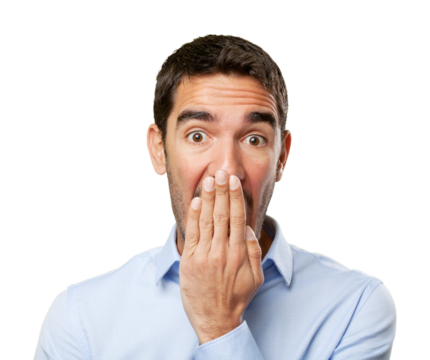 Close up of a businessman screaming