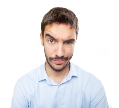 Close up of a doubtful young man