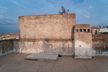 Empty rooftop of a residential building in Morocco
