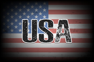 National flag of United States America. Vintage background. Grunge texture. Banner design pattern. Vector illustration