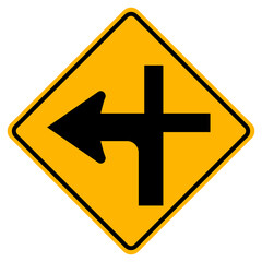 Modified Intersection Left Symbol Sign, Vector Illustration, Isolated On White Background Label .EPS10