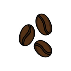 coffee beans doodle icon, vector color line illustration