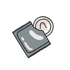 condom doodle icon, vector color line illustration