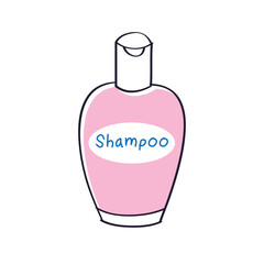 Shampoo bottle with label isolated cartoon vector illustration