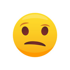 Confused emoji. Nonplussed emoticon. Vector illustration