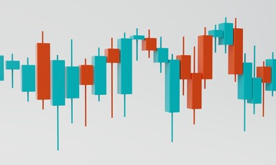 Trading chart with ups and downs on a light background. 3D rendering, 3D illustration.