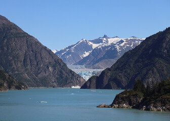 Glacier at the end of Tracy Arm Fjord in Alaska