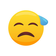 Downcast emoji with cold sweat, emoticon with closed eyes 