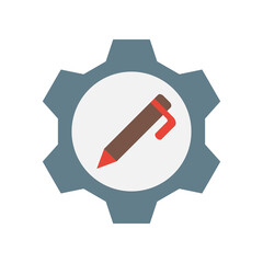 gear pen colored icon. Simple colored element illustration. gear pen concept symbol design from education set. Can be used for web and mobile