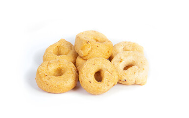 Tarallini or Taralli an Italian Snack Ring or Cracker Isolated on White in a Small Group
