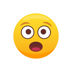 Surprised emoticon face 3D. Shocked emoticon with gasping face.  Isolated math illustration